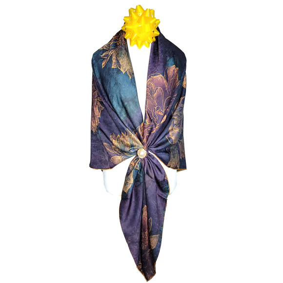 NWT Double Sided Silk Scarf 52"x52" Large Square Shawl Wrap XiangYunSha 3654 - Picture 10 of 10